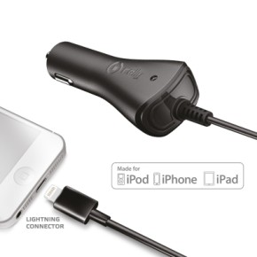 Auto punjač lightning, 1A, Apple iPhone 5, iPhone 6, iPhone 7, MFI, CELLY