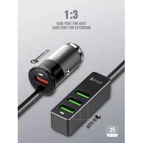 Auto punjač sa 1xUSB Quick Charge i 3xUSB 35W, 12/24v LDNIO C61