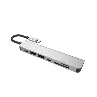 USB-C adapter NEON Multi-Port 4K, USB Type-C na 2x USB 3.0, USB Type-C, Thunderbolt 3, HDMI, card reader