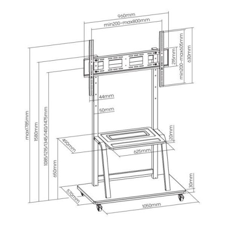 Mobilni podni nosač za TV 37-100 inča s kotačićima, 150 kg, SBOX FS-1035
