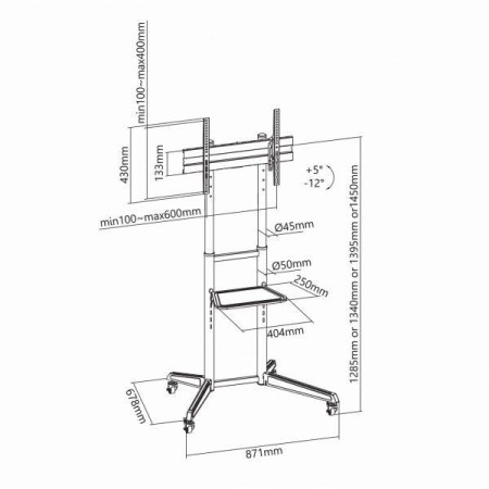 Pokretni podni stalak nosač za TV od 37" do 70" SBOX FS-400 Pokretni podni stalak nosač za TV od 37" do 70" SBOX FS-400