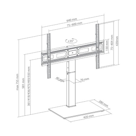 Stolni stalak za TV 37-75 inča, podesiva visina, nosivost 40 kg, SBOX FS-306