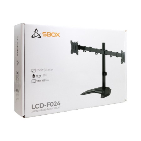 Stolni nosač za 2 monitora 17-32 inča, freestanding postolje, do 10 kg, SBOX LCD-F024-3