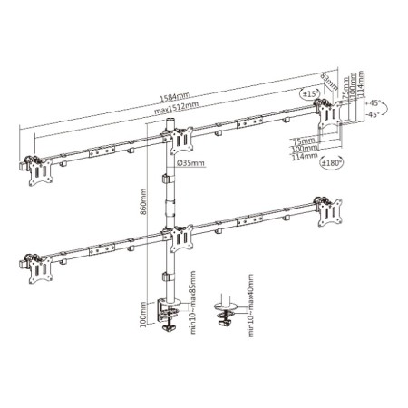 Stolni nosač za 6 monitora od 17" do 32" SBOX LCD-352/6-2 Stolni nosač za 6 monitora od 17" do 32" SBOX LCD-352/6-2