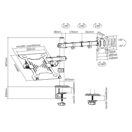 Stolni nosač za monitor i laptop 17-32 inča, docking stanica za laptop, SBOX LCD-LM01-2 Stolni nosač za monitor i laptop 17-32 inča, docking stanica za laptop, SBOX LCD-LM01-2