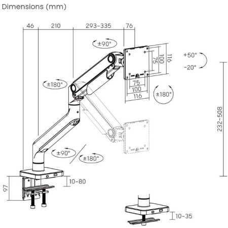 Stolni nosač za veliki monitor 17-49 inča s plinskom oprugom, do 20 kg, SBOX LCD-C49 Stolni nosač za veliki monitor 17-49 inča s plinskom oprugom, do 20 kg, SBOX LCD-C49