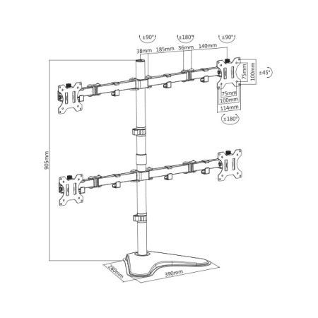 Stolni nosač za 4 monitora od 13" do 32" SBOX LCD-F048 Stolni nosač za 4 monitora od 13" do 32" SBOX LCD-F048