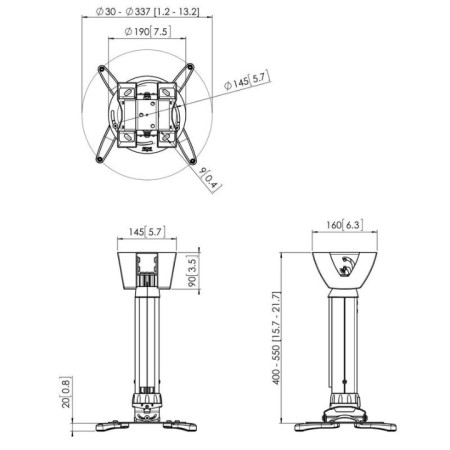 Vogels PPC 1540W stropni nosač za projektor 20 kg, 400-550 mm Vogels PPC 1540W stropni nosač za projektor 20 kg, 400-550 mm