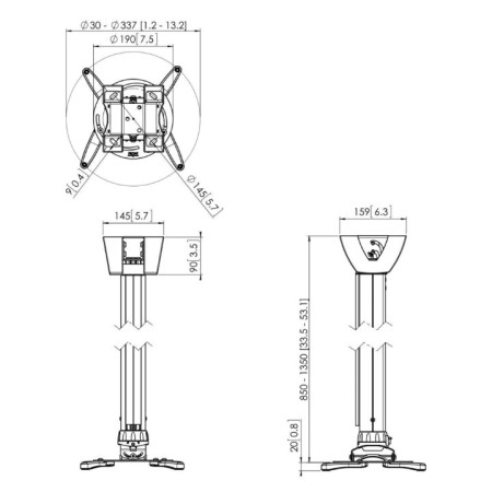Vogels PPC 1585W stropni nosač za projektor 20 kg, 850-1350 mm Vogels PPC 1585W stropni nosač za projektor 20 kg, 850-1350 mm