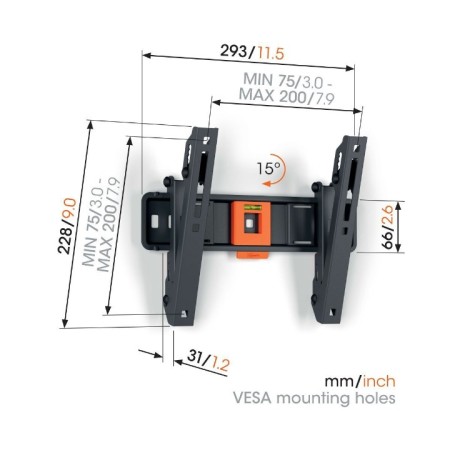 Vogels TVM 1213 nagibni nosač za TV 19"-43", 15 kg, TiltGrip 15° Vogels TVM 1213 nagibni nosač za TV 19"-43", 15 kg, TiltGrip 15°