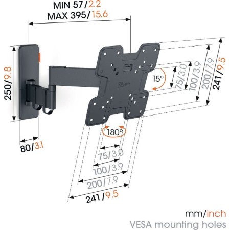Vogels TVM 1243 full-motion+ nosač TV 19"-43", 15 kg, 180° Vogels TVM 1243 full-motion+ nosač TV 19"-43", 15 kg, 180°