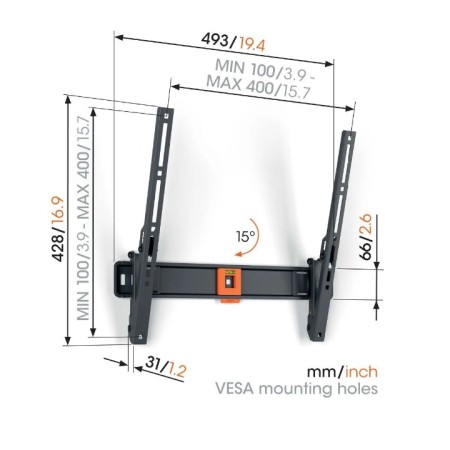 Vogels TVM 1413 nagibni nosač za TV 32"-65", 25 kg, TiltGrip 15° Vogels TVM 1413 nagibni nosač za TV 32"-65", 25 kg, TiltGrip 15°