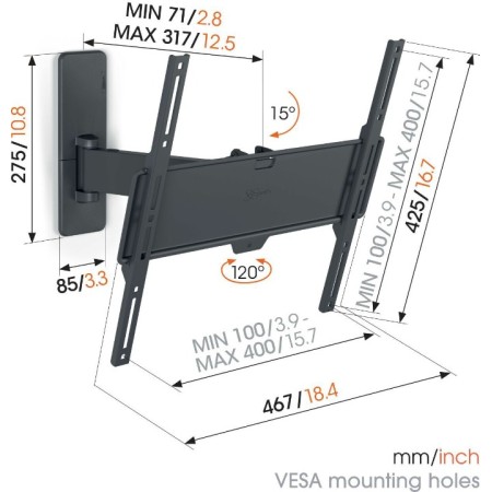 Vogels TVM 1423 nagibno-okretni nosač TV 32"-65", 25 kg, 120°