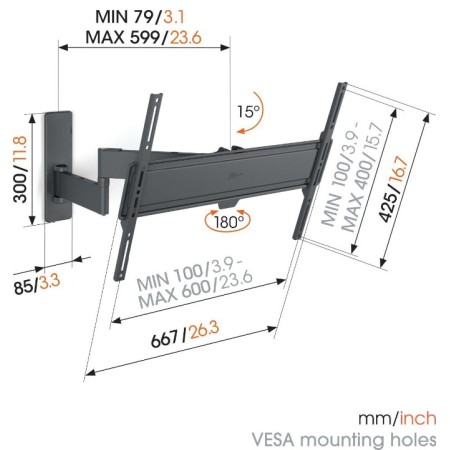 Vogels TVM 1643 full-motion+ nosač TV 40"-77", 35 kg, 180°