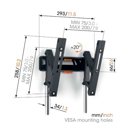 Vogels TVM 3213 nagibni zidni nosač za TV 19"-43", 15 kg, 20° Vogels TVM 3213 nagibni zidni nosač za TV 19"-43", 15 kg, 20°