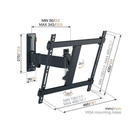 Vogels TVM 3423 nagibno-okretni nosač TV 32"-65", 25 kg, 120° Vogels TVM 3423 nagibno-okretni nosač TV 32"-65", 25 kg, 120°
