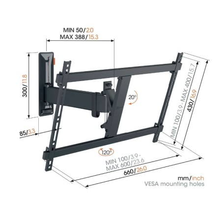 Vogels TVM 3623 nagibno-okretni nosač TV 40"-77", 35 kg, 120°