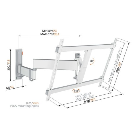 Vogels TVM 3643WH full-motion+ nosač TV 40"-77", 35 kg, bijeli Vogels TVM 3643WH full-motion+ nosač TV 40"-77", 35 kg, bijeli
