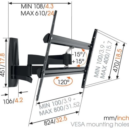 Vogels WALL 3450 full-motion nosač XL TV 55"-100", 55 kg, 120°