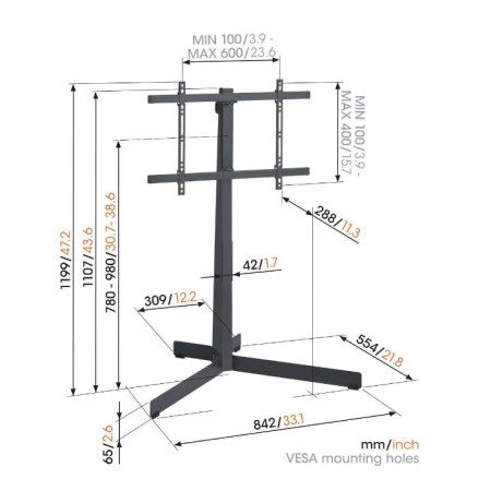 Vogels TVS 3690 podni stalak za TV 40"-77" crni, 50 kg