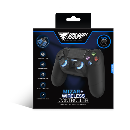 DragonShock Mizar+ crni bežični kontroler PS4 PC velike ruke