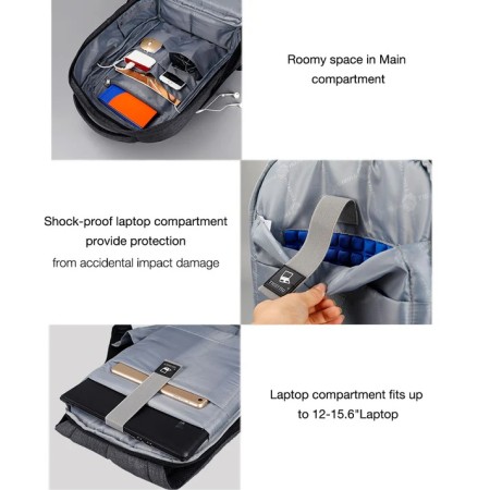 Tigernu Crater 16" sivi laptop ruksak, anti-theft + TSA Tigernu Crater 16" sivi laptop ruksak, anti-theft + TSA
