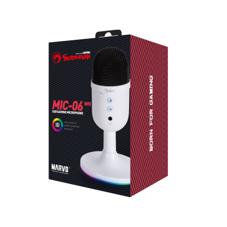 Marvo MIC-06 stolni gaming mikrofon RGB, bijeli