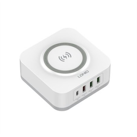 LDNIO AW004 zidni punjač 4 ulaza 30W + bežični 18W