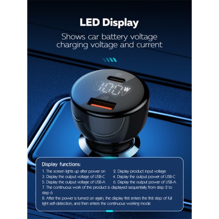 LDNIO C101 auto punjač 100W, USB-A + USB-C LDNIO C101 auto punjač 100W, USB-A + USB-C