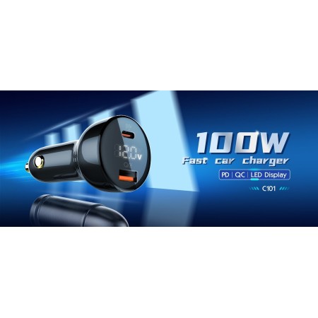 LDNIO C101 auto punjač 100W, USB-A + USB-C LDNIO C101 auto punjač 100W, USB-A + USB-C
