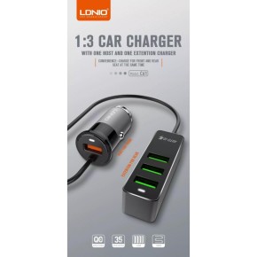 LDNIO C61 auto punjač 12/24V, 4× USB 35W, Quick Charge