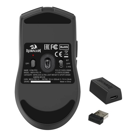 REDRAGON K1NG Pro M916 crni bežični gaming miš 49g REDRAGON K1NG Pro M916 crni bežični gaming miš 49g