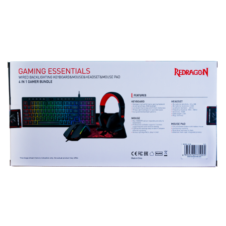 Redragon S149 gaming set 4 u 1 – tipkovnica, miš, slušalice i podloga, HR raspored