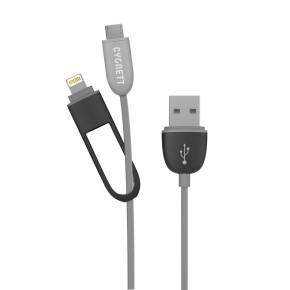 Lightning i Micro USB kabel, 1,2 m, crni, Cygnett