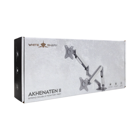 White Shark GMS-3212 Akhenaten II – stolni nosač za 2 monitora 17"-32" s punom pokretljivošću, 9 kg po monitoru White Shark GMS-3212 Akhenaten II – stolni nosač za 2 monitora 17"-32" s punom pokretljivošću, 9 kg po monitoru