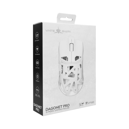 White Shark Dagonet Pro WGM-5026 bežični gaming miš, 50 g, bijeli White Shark Dagonet Pro WGM-5026 bežični gaming miš, 50 g, bijeli