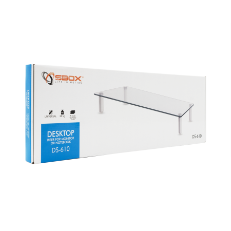 SBOX DS-610 stakleno postolje za monitor, 560 × 210 mm, bijelo