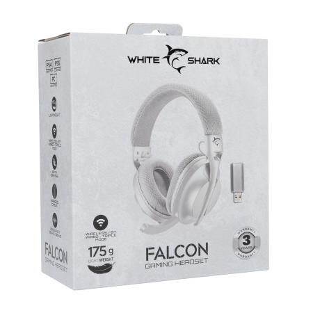 White Shark Falcon WGH-2441 bijelo-sive bežične slušalice