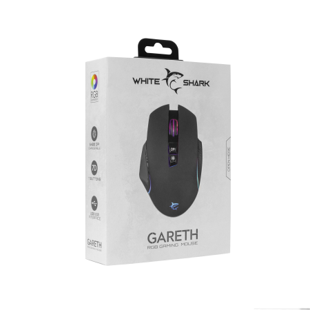 White Shark Gareth GM-5009 crni gaming miš 7 tipki 6400 DPI