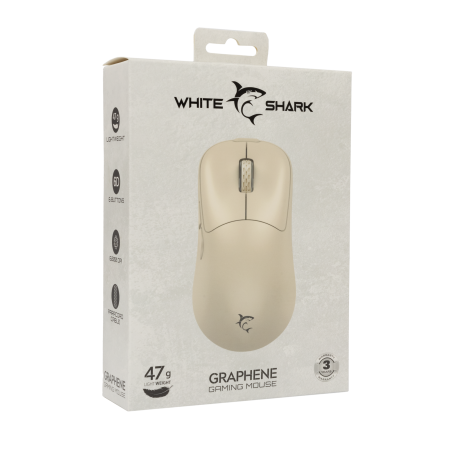 White Shark Graphene GM-5014 ultra-lagan miš 47g bež 12K DPI White Shark Graphene GM-5014 ultra-lagan miš 47g bež 12K DPI