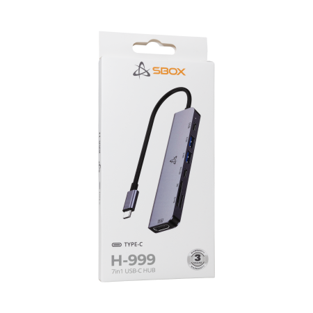 SBOX H-999 USB-C hub 7 u 1 – HDMI, punjenje 100 W, USB i čitač kartica