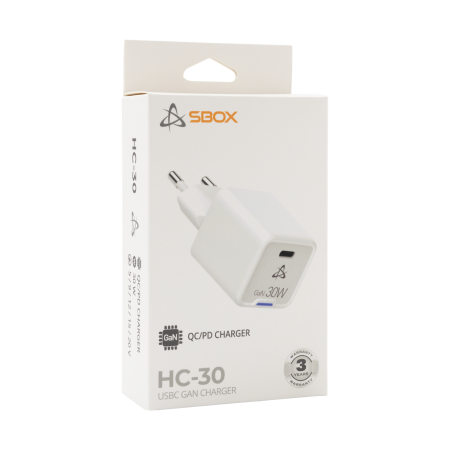 SBOX HC-30 GaN kućni punjač USB-C 30W, bijeli SBOX HC-30 GaN kućni punjač USB-C 30W, bijeli