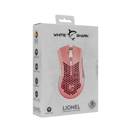 White Shark Lionel WGM-5012 roza wireless gaming miš 10000 DPI