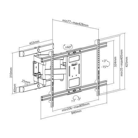 SBOX PLB-61486 zidni nosač TV 43"-90", 60 kg s niveliranjem SBOX PLB-61486 zidni nosač TV 43"-90", 60 kg s niveliranjem